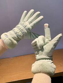 1 Pair Women's Winter Warm Gloves, Lined, Waterproof Windproof, Touchscreen Motorcycle Riding Gloves, 2025 New Arrival - Multicolor - View 7