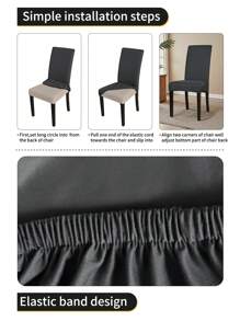 1pc/2pcs/4pcs/6pcs/30pcs Meteorite Gray Waterproof Milk Silk Coated Chair Covers, Classic Minimalist Design, Dust & Stain Resistant Stretch Chair Slipcovers, Suitable For Hotel, Restaurant, Living Room Chairs, Black, Light Gray, Khaki - Multicolor - View 4