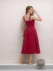 Tailored Dress With Cups Fashion Items!!! - Burgundy - View 2