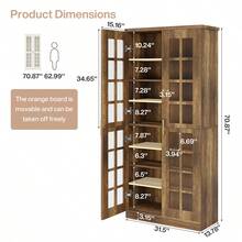 LITTLE TREE 68.9" Tall Storage Cabinet With Doors, Kitchen Pantry Cabinet With Adjustable Shelves, Kitchen Cupboard Food Pantry Floor Storage Cabinet For Living Room, Bathroom, Office, Rustic Brown - 質樸棕色 - 查看 8