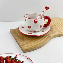 极简主义陶瓷不对称马克杯带碟早餐牛奶咖啡杯办公室宿舍专用杯碟套装 - 多選 - 查看 3