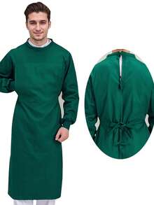 Vestido Quirúrgico De Algodón Cirujano Manga Larga Macho - Verde Oscuro - Ver 1