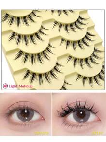 Asiteo 5对卡通风格自然假睫毛 - 透明睫毛柄，轻薄自然，氧气女孩风格，完美适用于角色扮演 - 可重复使用的条状假睫毛，睫毛，假睫毛 - 尖尾漫畫款 - 查看 3