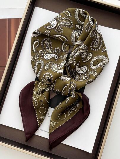 Lenço de luxo com estampa de leopardo, lenço feminino de seda sintética, lenço pequeno decorativo casual e versátil (1 unidade).