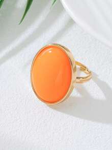 1pc Classic Fashion Geometric Adjustable Oval Resin Alloy Ring For Women - Ring - View 6