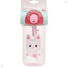 Children's Bottle With Straw 460ml Pink Cat Mia 6100B52 - Kouii