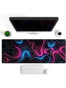 1 pieza Alfombrilla de ratón extra grande con textura de líneas abstractas minimalista, tamaño 900*400*2mm, alfombrilla de ratón para e-sports extra grande/productos electrónicos/suministros de oficina/alfombrilla de ratón y reposamuñecas - Negro - Ver 9