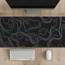 1 pieza Alfombrilla de ratón extra grande con textura de líneas abstractas minimalista, tamaño 900*400*2mm, alfombrilla de ratón para e-sports extra grande/productos electrónicos/suministros de oficina/alfombrilla de ratón y reposamuñecas - Negro - Ver 15