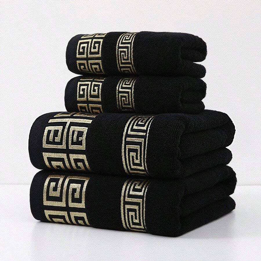 Toalla suave para hombres, toalla de playa, que no suelta pelusa, regalo corporativo, juego de toallas de baño grandes para salón de belleza, hotel, deportes, artículos esenciales para el hogar, toalla, cuidado de la piel - Negro - Ver 1