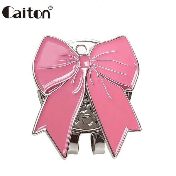 Caiton Caiton 粉色蝴蝶结高尔夫帽夹带磁性球位标记 - 时尚可爱的帽子配饰，适合女士、女孩或女士 - 易于安装、耐用且轻便 - 送给高尔夫爱好者或锦标赛使用的绝佳礼物