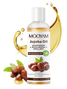 MOOYAM 深层保湿滋润 100ml 荷荷巴油 天然亮泽增强剂 轻盈保湿霜 柔肤护理 多用途油 适用于面部 头发 身体 时尚美容精选 美容精油 - 棕色 - 查看 9