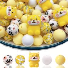 5/25pcs Cute 3D Puppy Silicone Beads DIY Jewelry Making - Animal Themed Decorative Pendants With Plaid And Paw Print Patterns, Suitable For Bracelets, Necklaces And Crafts - Puppy Series - View 12