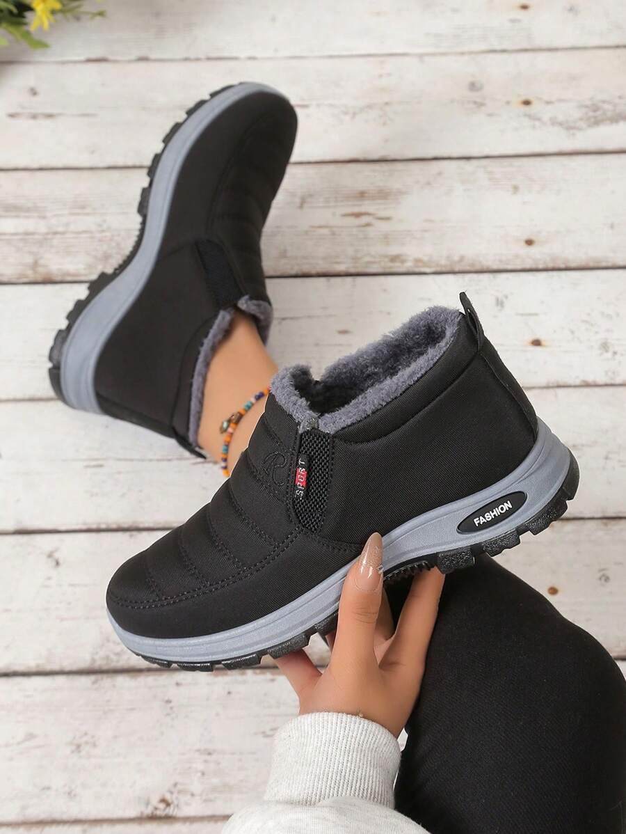 Cotton Padded Couple Snow Boots, Winter New Plush Thickened Casual Women Shoes Short Boots, Warm Old Beijing Shoes