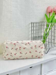 حقيبة قلم صغيرة بطبعة زهور بسيطة ، حقيبة تخزين قرطاسية جذابة وطازجة للغاية، حقيبة تخزين فرشاة مكياج، حقيبة تخزين مستحضرات تجميل صغيرة للحمل معك، إغلاق زلاجي، قوية وصغيرة ومريحة، سهلة الحمل، مناسبة للتنقل إلى العمل وإجراء الرحلات التجارية والسفر،علبة أقلام، حقيبة أقلام، حقيبة مدرسية ، مستلزمات مدرسية،عودة إلى المدرسة