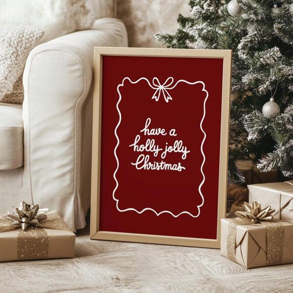 1pc Frameless Holly Jolly Christmas Typography Print, Festive Quote Wall Art Decor, Vintage Xmas Saying Poster, Dorm Room Decor, Home Painting, Party Ultimate Gift Back To School, Funky Posters, Room Decor, Bedroom, Prints For Wall, Posters Christmas Decoration XMAS Decor Christmas Tree Gift Decor Thanksgiving Wedding Home Decor Fall Decor Autumn Decor Birthday Decorations For Gifts Party Supplies Indoor Holiday Festival Decor Halloween Decor Wall Decor Halloween Ornaments