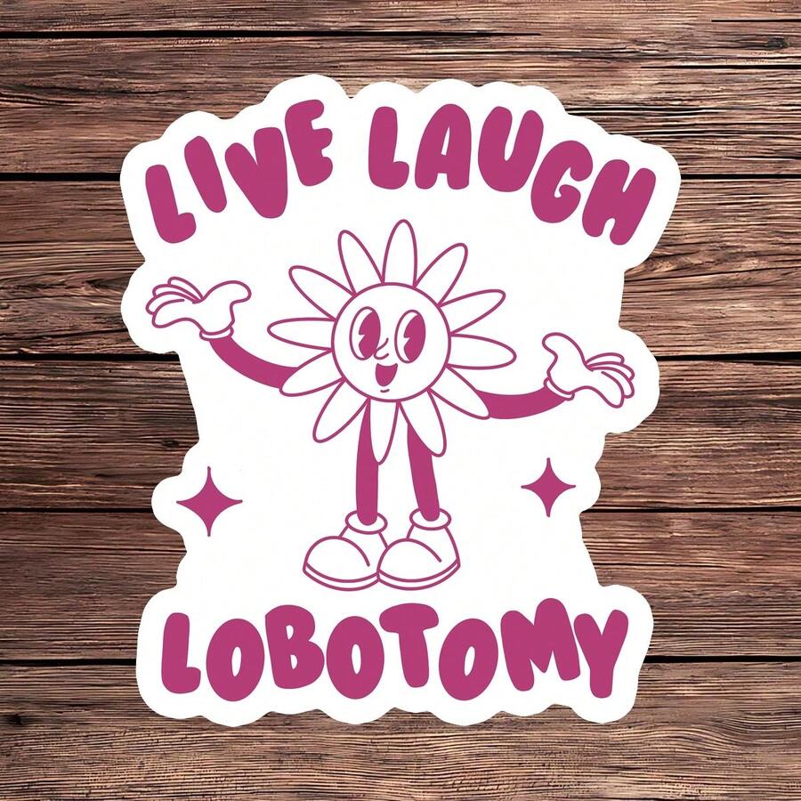 1 buc autocolant sarcastic amuzant cu Lobotomie, umor negru pentru sticlă de apă, autocolant umoristic pentru laptop pentru auto-exprimare anti-inspirațională, autoadeziv lucios și impermeabil durabil pentru pahare, notebook-uri și telefoane, cadou amuzant pentru prieteni, piesă de artă cu care te poți identifica și cu cultura alternativă, accent declarativ pentru obiecte personale