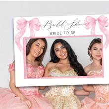 1 Stück rosa Schleife Bridal-Shower Fotobox Requisite, Braut Fotobox Rahmen, Bridal-Shower Party Zubehör, Junggesellinnenabschied Dekoration, Geburtstags Party Dekorationen, Baby-Shower Windeltorten, Kinderwagen, sicher für Jungen, Weihnachtsgeschenke