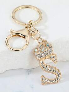 1 件休闲街头风格英文字母钥匙扣，带 26 个水钻字母，闪亮字母装饰钥匙扣，优雅的手提包、背包饰品，完美的礼物汽车配件可爱哥特 Y2k