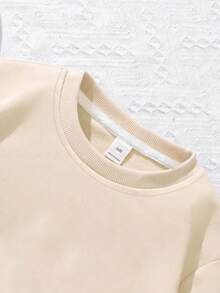 1PC Girl Fresh And Literate Flower Print Crew Neck Sweatshirt, Soft And Skin - Friendly, Spring & Autumn Daily Casual Wear - Apricot - View 5