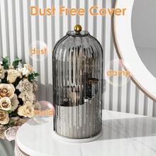 Rotating Makeup Brush Storage Cylinder, Dresser, Pen Holder, Lipstick Shelf, Dust-Proof Grid, Desktop Cosmetics, Storage Box. - Black - View 6