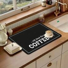 This Coffee Machine Pad Is Made Of High-Density Diatomaceous Earth Material, Featuring Wear-Resistant, Non-Fading, Waterproof And Easy-To-Clean Properties. The Bottom Has Been Upgraded To Rubber Material, Enhancing The Friction. - Black - View 11