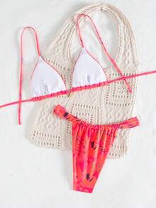 女士休闲度假沙滩性感比基尼上衣和三角裤两件套夏季 - 彩色 - 查看 7