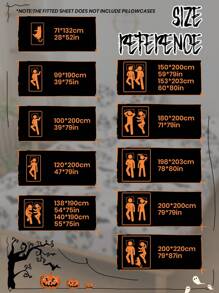 Halloween Theme Fitted Sheet, Halloween Theme Mattress Protector, Bed Cover, Comfortable & Breathable, Anti-Pilling, Black Cartoon Pattern Bed Cover, Room Decor, Dust & Slip Resistant, Suitable For All Bed Sizes - Twin, Full, Queen, King, All Seasons, Without Pillow And Pillowcase, Machine Washable, Holiday Gift, Autumn Decor, Room Decor - Multicolor - View 3