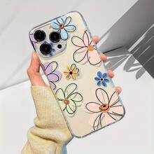 Fundas Transparentes para Móvil con Flores y Líneas Coloridas, Adecuadas para Apple  16 15 14 13 12 11 Mini Plus Pro Max SE, Regalo de Vacaciones, Cumpleaños, Novia, Novio, Amigo o para Ti Mismo - transparente - Ver 4