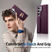 VIETAO Fashionable Camera Grip Phone Case, Compatible With Samsung Galaxy Z Fold 4/5/6/7, Portable Wrist Strap Phone Cover, Waterproof Shockproof Anti-Fall Anti-Scratch - Burgundy - View 7