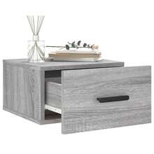 Larryhot Mesitas de noche de pared 2 piezas gris sonoma 35x35x20 cm, bonitas y prácticas, ideales para almacenaje y decoración del hogar - Gris - Ver 4