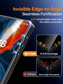 ZYONS 3 件装 9D 兼容三星 Galaxy HD 指纹解锁屏幕保护膜，兼容三星，支持指纹解锁，兼容三星 Galaxy S25 Ultra/S25+/S25/S24 Ultra/24 Plus/24/23/22/21，全覆盖，防指纹，防摔，防刮擦，生日、家人、朋友礼物，手机屏幕保护膜，手机配件屏幕保护必需品，适用于日常防护、办公室、家庭防水钢化玻璃防震