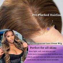 200% 密度蜜金色蕾丝前假发波浪卷发人发混合假发 13x4 高清透明高光渐变色 P4/27 蕾丝前假发 预拔巴西原生发 带婴儿秀发 自然发际线 多种尺寸 完美适合女性 自然造型 - S4/27 - 查看 7