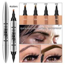 HelloKiss 2-In-1 Dual-Tip Liquid Eyebrow Pencil And Black Eyeliner, Waterproof Long-Lasting Smudge-Proof Eyebrow Definition Pen, Precise Fine Tip, Quick-Drying Natural Hair-Like Eye Makeup Tool, Suitable For Beginners And Daily Use - Multicolor-white Tube - View 8
