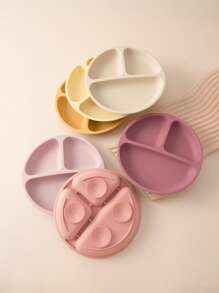 PopLittleOne 1pc Baby Sucker Silicone Dining Plate Children Dishes Suction Toddle Training Tableware Kids Feeding Bowls Baby Stuff