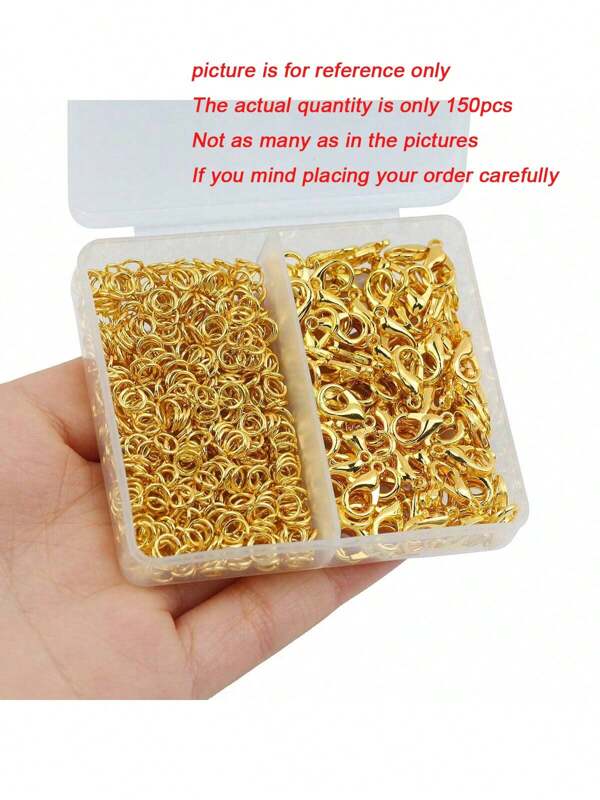 150 Stücke/Box Schmuckherstellungs-Set: 50 Stücke Karabinerverschlüsse, 100 Stücke Binderinge - für Do-it-yourself Armbänder, Anhänger, Halsketten, Fußkettchen Verbinder & Zubehör