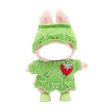 Cute Floral & Strawberry Knit Sweater Set With Hat (Excluding Plush Doll, Clothes Only) - Multicolor - View 8