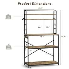 Devoko Backers Rack With Power Outlet, 39.4" W Kitchen Microwave Stand With 8 S-Shaped Hooks, 5 Tiers Coffee Bar Station Storage Shelf For Spices, Pots - Xem 6