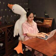 1pc 50~190cm Oversized Sleeping Goose Plush Doll, Soft Velvet Fabric, Cute Goose Stuffed Animal Pillow With Leg Hugger Design, Sleep Companion, Bedroom Decor, Birthday/Christmas/Halloween Gift
