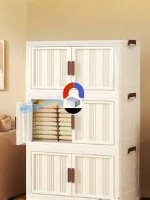 40厘米/15.8英寸宽五层可拆卸折叠储物盒，衣柜整理架/卧室衣柜/便携式衣柜，无需安装，可堆叠存放婴儿衣物/玩具/书籍/零食/杂物，客厅/卧室/厨房塑料储物柜 - 彩色 - 查看 4