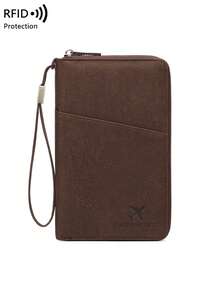 CHARM INFINITE 新款 RFID 屏蔽护照包，可放多本护照、旅行票证卡文件收纳袋，亲肤材质拉链长护照夹，可拆卸腕带，情人节礼物，送老婆给女朋友旅行必备假期护照套护照夹，适合家庭女士使用 - 咖啡 - 查看 8