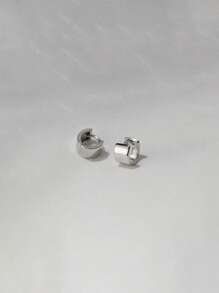 BALMORA 1 Pair Of S925 Sterling Silver Luster Fashion Geometric Round Compact Earrings For Women's Daily Wear Gift Giving Party Valentine's Day Gift Mother's Day Gift