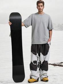 1 pieza Pantalones de esquí para hombre para exteriores en invierno, pantalones de snowboard, pantalones harem, pantalones de esquí holgados para mujer, adecuados para actividades al aire libre para hombres y mujeres, pantalones de esquí lavables a máquina, equipo de esquí, ropa para clima frío, pantalones con estilo deportivo, estructura reforzada, pantalones de esquí funcionales, equipo de nieve duradero, ropa de invierno para conjuntos de esquí de hombre - Blanco y Negro - Ver 3