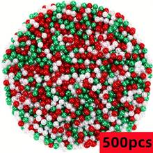 100/300/500pcs 6mm Acrylic Red, Green, And White Christmas Beads, Used For Jewelry Making DIY Round Beads, Perfect For Holiday Parties, Christmas Themed Decorations, Necklaces, Bracelets, Earrings, And DIY Decoration Kits To Decorate Beads