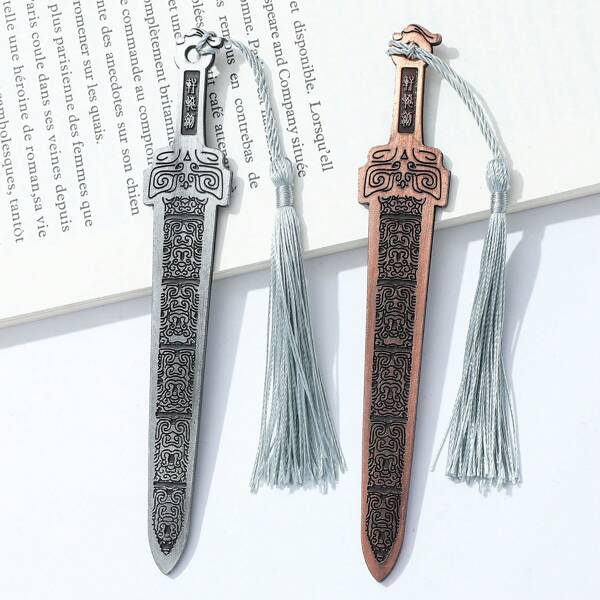 1/2 piezas Marcapáginas de espada estilo chino vintage, accesorios de lectura para fans de ficción, regalos de lectura, regalos de espada para amigos