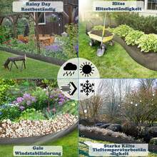 VA-Cerulean Corten Steel Lawn Edging, Galvanized Metal Bed Border, Easy To Install, 18cm High, Flexible Lawn Edging, Root Barrier For Flower Beds Or As A Mowing Edge, Length Adjustable (5M, Black/Silver) - Black - View 9