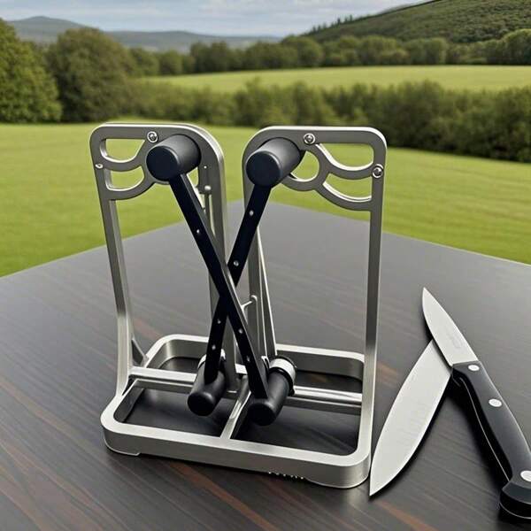 1pc Manual Knife Sharpener, Professional Stainless Steel Blade Sharpening Tool, No Battery Or Power Needed, Suitable For Kitchen Knives And Scissors
