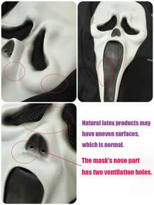 1 件万圣节复活节恐怖成人死亡骷髅尖叫面具剧本杀黎明杀戮尖叫鬼面具适合各种舞会角色扮演万圣节配饰 - 彩色 - 查看 10