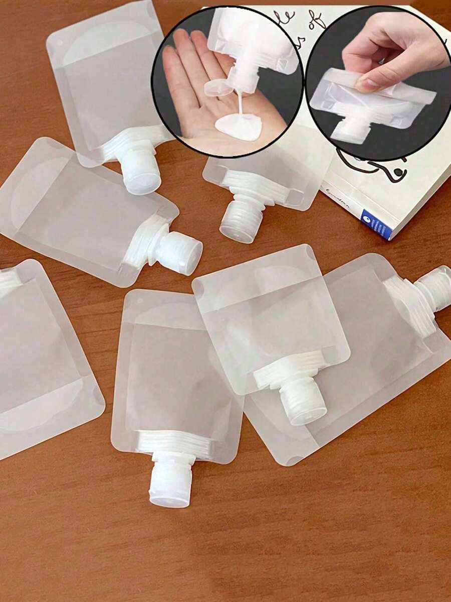 10个旅行装防漏液体容器，化妆品收纳袋，洗发水吸盘袋，防水挤压袋，符合航空旅行标准，适用于洗发水、护发素、乳液、沐浴露等，适合海滩、暑假、返校季（100毫升） - 無色 - 查看 1