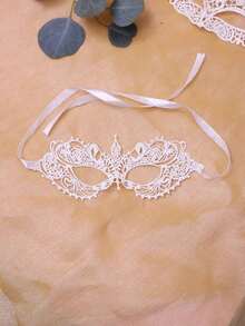 3pcs - Holiday Party Decoration White/5pcs Black Lace Mask, Masquerade Mask For Women, Adjustable Strap Eyeshade - 白色 - 查看 7