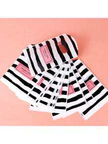 45 piezas Bolsas de regalo de plástico mini para empaquetado de joyería, bolsas de compras con asa, a rayas negras, para Halloween, Navidad